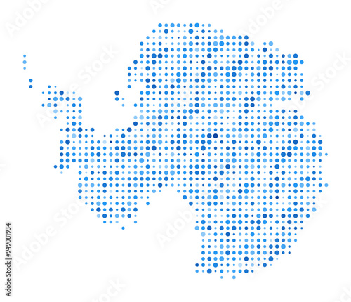 Antarctica Dot Map. Country Digital Style Shape. Antarctica vector image. Country shape blue circular dots. Beautiful vector illustration.