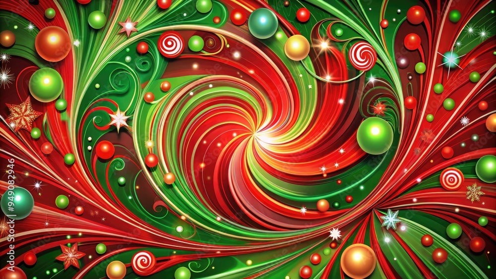 Vibrant, swirling festive patterns of red and green lines, dots, and shapes create a whimsical, modern holiday design perfect for winter season backgrounds and textures. Vibrant, swirling festive patterns of red and green lines, dots, and shapes create a whimsical, modern holiday design perfect for winter season backgrounds and textures.