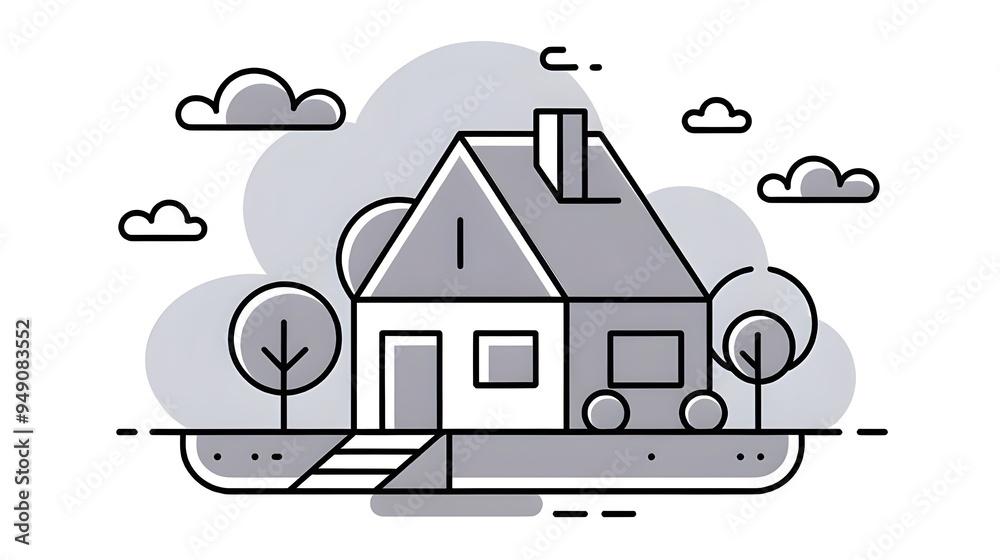 3d model of house with a tree vector illustration 3d model of house with a tree vector illustration