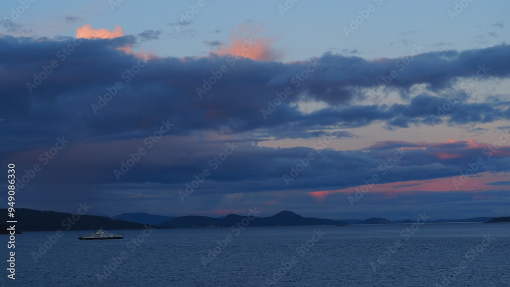 Ferry sea scenery sunset