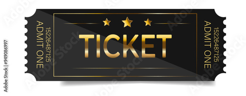 Black VIP ticket with golden inscription. EPS 10. Vector art