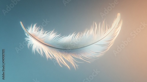 Single floating feather rendered in light strokes symbolizing freedom or lightness