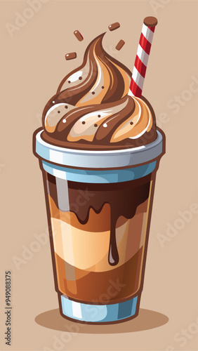 Cartoon glossy chocolate milkshake