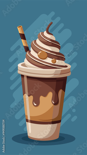 Cartoon glossy chocolate milkshake