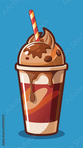 Cartoon glossy chocolate milkshake