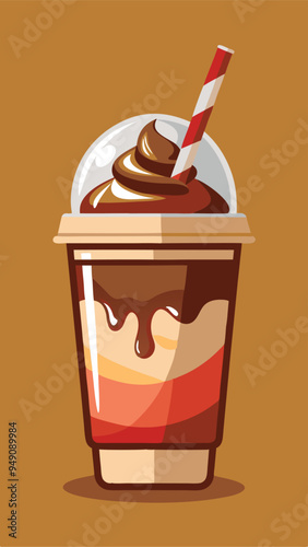 Cartoon glossy chocolate milkshake