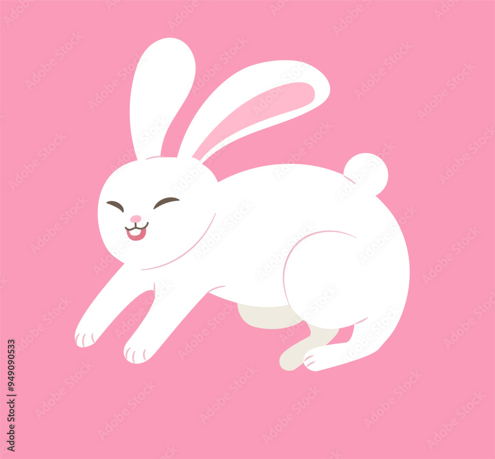 Adorable white rabbit cartoon on pink background. Adorable white rabbit cartoon on pink background.