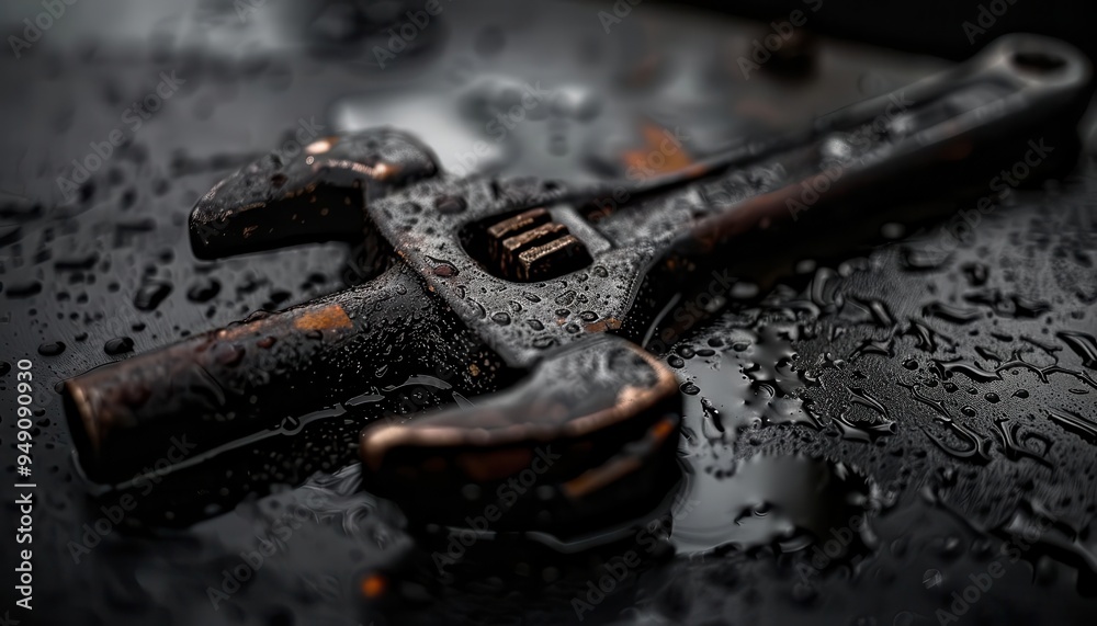 Auto mechanic tools with oil stains and wear, detailed closeup, Industrial, Grayscale, Macro photograph, Detailed tools Auto mechanic tools with oil stains and wear, detailed closeup, Industrial, Grayscale, Macro photograph, Detailed tools