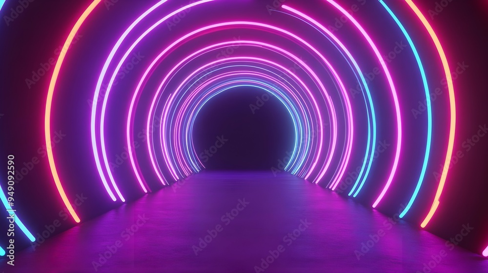 Abstract Neon Lights Tunnel Background Abstract Neon Lights Tunnel Background