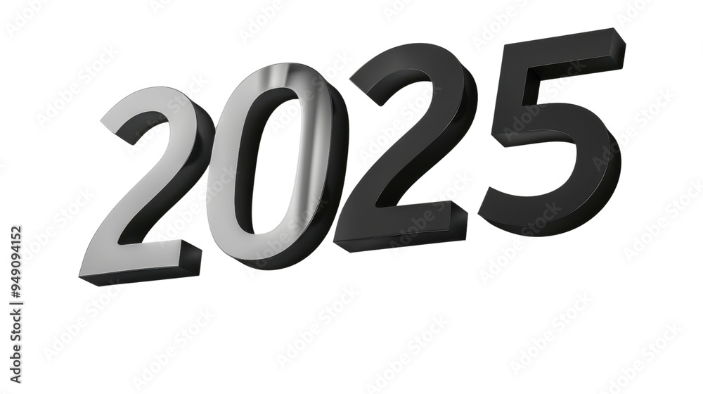 2025 Happy New Year 3d number black balloon isolated on white background 2025 Happy New Year 3d number black balloon isolated on white background