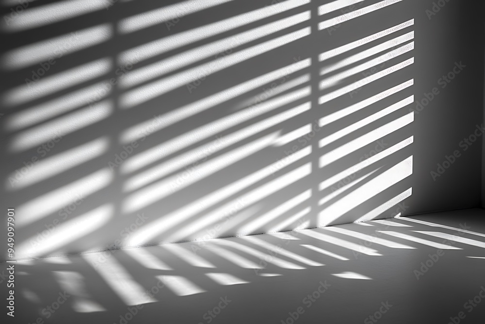 Obraz premium Abstract photo of window blind shadows on a white wall