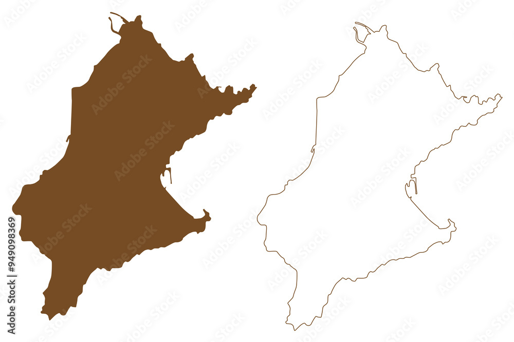 Obraz premium Avsa, Turkeli or Aphousia island (Republic of Turkey, Sea of Marmara) map vector illustration, scribble sketch Avşa, Türkeli or Avşa Adasi map