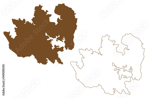 Batam island (Republic of Indonesia, South East Asia) map vector illustration, scribble sketch Batam map photo