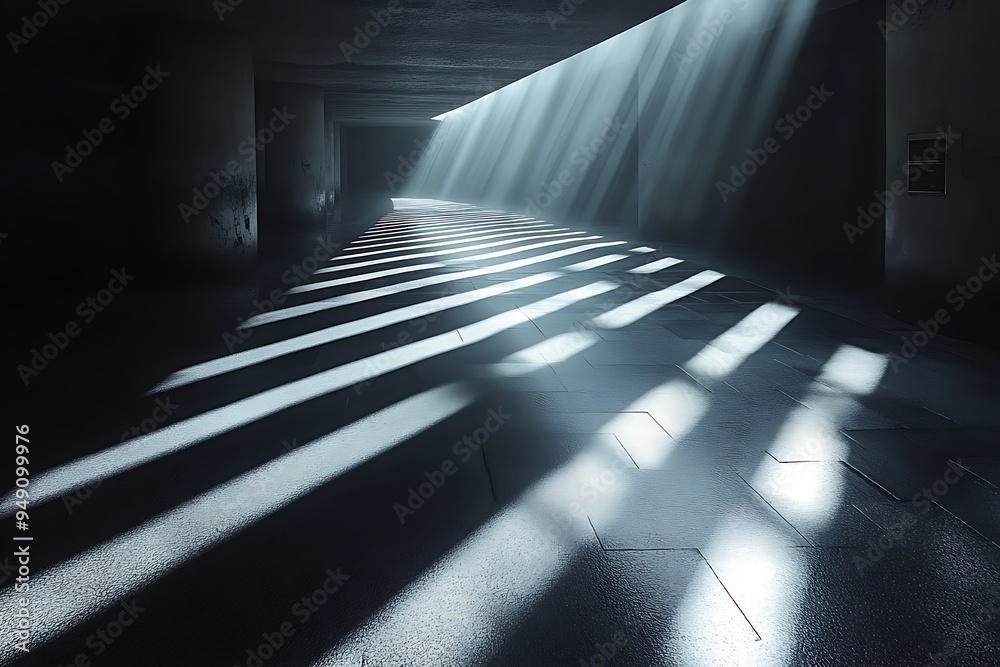 Abstract photo of intersecting lines of light in a dark corridor Abstract photo of intersecting lines of light in a dark corridor
