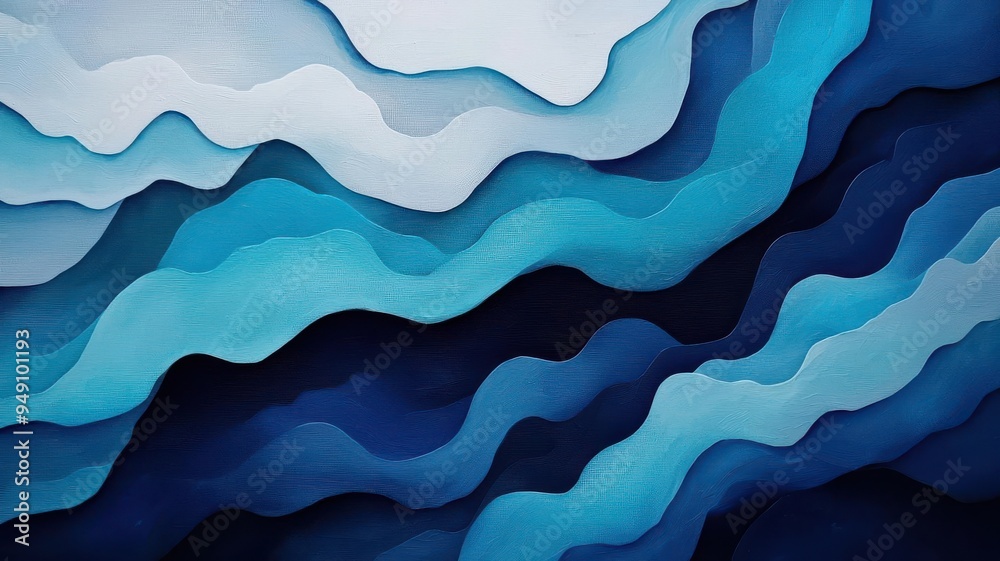 Abstract portrait in deep blues and grays, evoking the depths of the ocean and the unknown Abstract portrait in deep blues and grays, evoking the depths of the ocean and the unknown