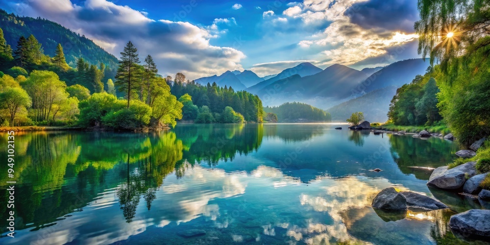 Naklejka premium Serene water scenery