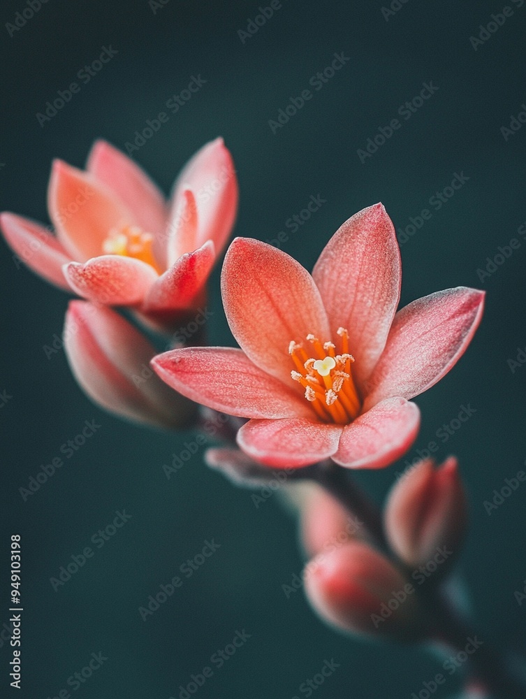 Delicate Pink Succulent Flowers on Dark Background - Nature Beauty and Floral Aesthetics Delicate Pink Succulent Flowers on Dark Background - Nature Beauty and Floral Aesthetics