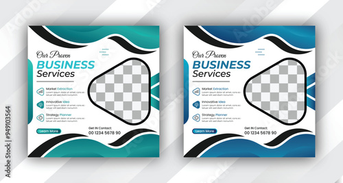 Corporate social media post design and web banner template