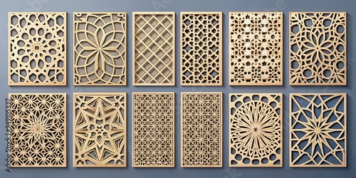 Modern laser cut patterns for DIY projects , laser cut, intricate, design, template, crafts, cutting photo