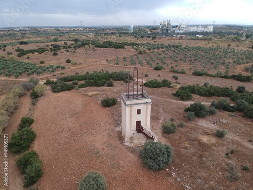 aerial view of the optical telegraph tower in Arganda del Rey, photograph taken with a drone