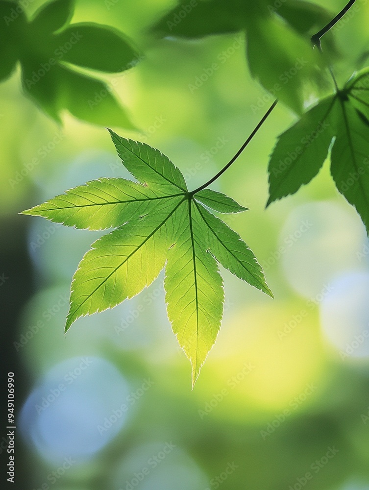 Vibrant Green Leaves with Soft Bokeh Background - Nature Close-Up Vibrant Green Leaves with Soft Bokeh Background - Nature Close-Up