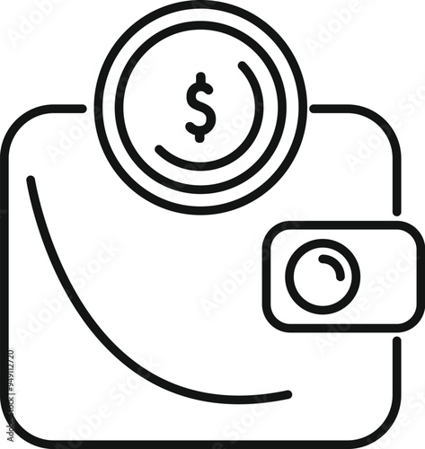 Simple vector showing a wallet losing money, great for topics like bankruptcy or poverty