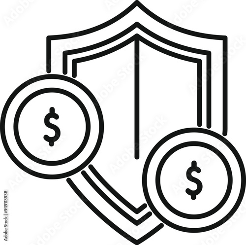 Money protection shield icon representing the concept of keeping money safe and secure