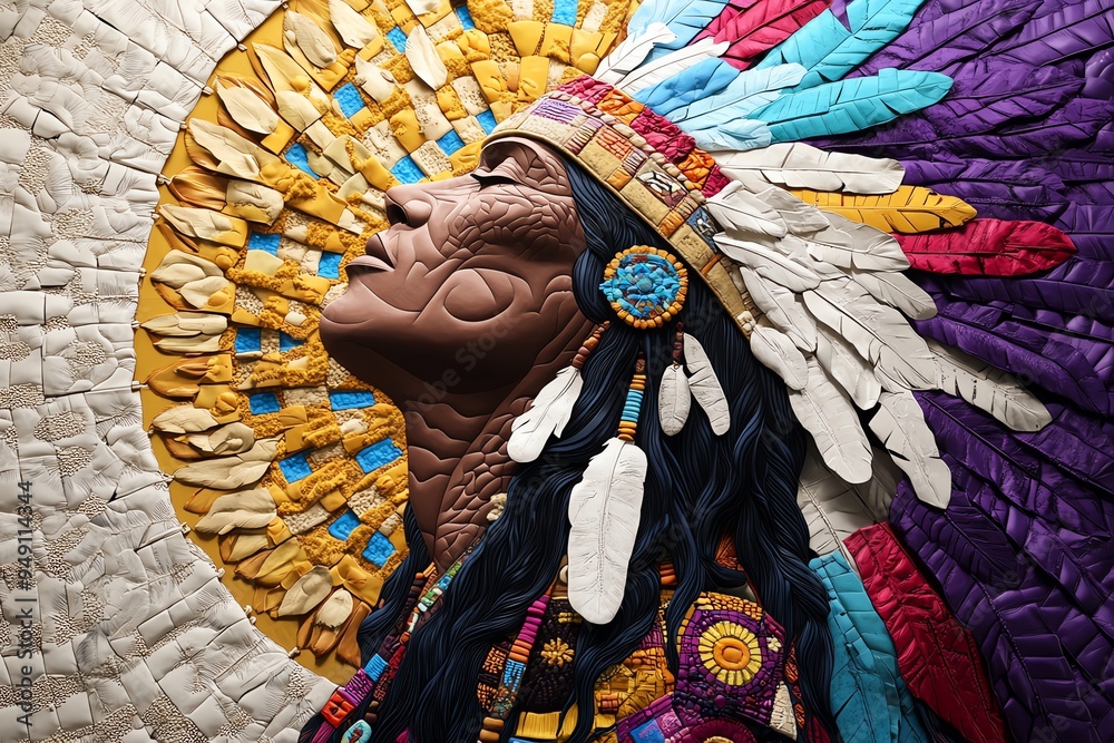 Native American Day with a focus on gratitude and blessings, depicted ... - Community Art For Native American Rights
