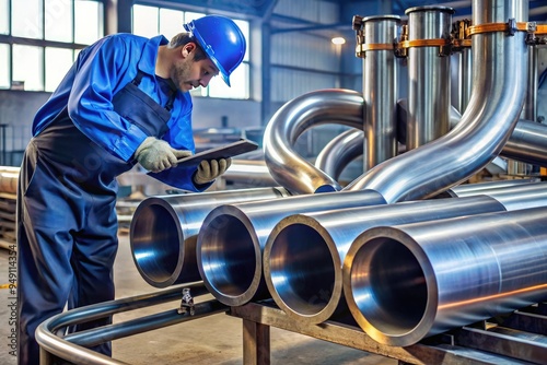 Fototapeta Steel Pipe Bending Technique Style Precise