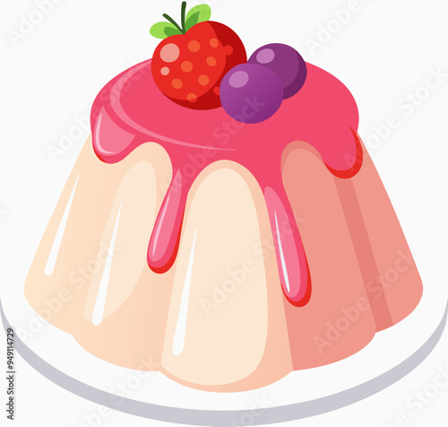 Jelly pudding on white background vector stock illustration