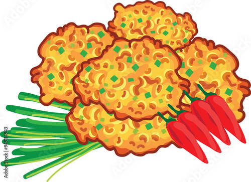 Indonesian fritter : Dadar Jagung (corn omelette) photo