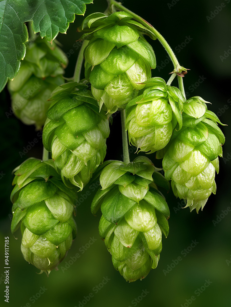 Humulus Lupulus: Green Hops Close-Up