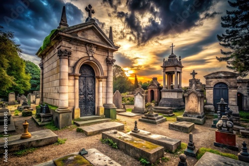 tombstones mausoleum old dead creepy bones photo