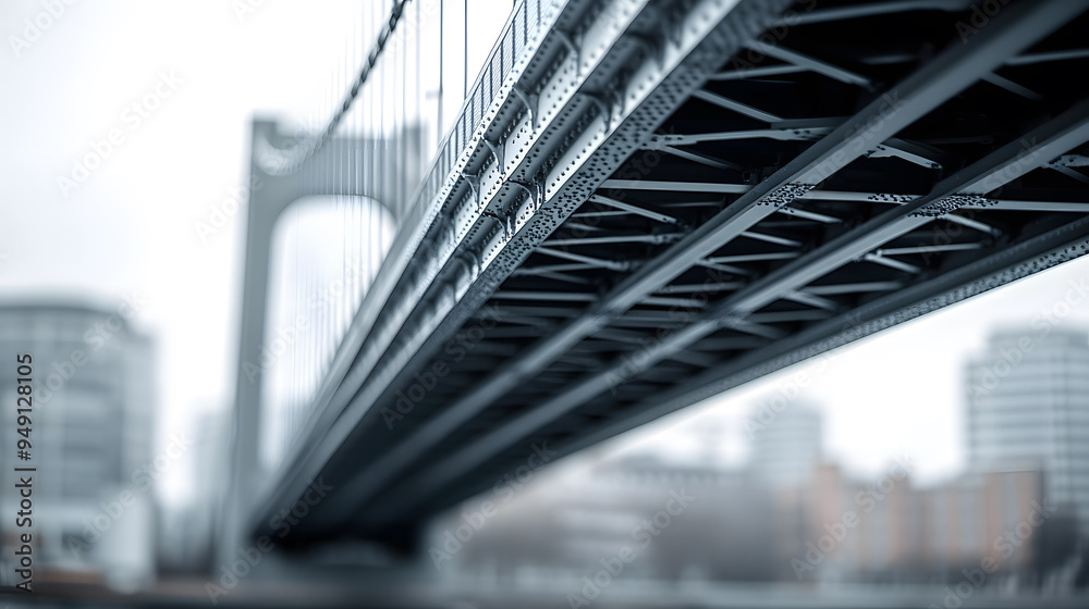 Fototapeta premium Steel bridge with cantilevered design sharp angles
