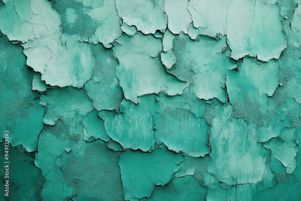 Peeling turquoise paint on a wall. Perfect for backgrounds or to convey a sense of age, wear, and time. Peeling turquoise paint on a wall. Perfect for backgrounds or to convey a sense of age, wear, and time.