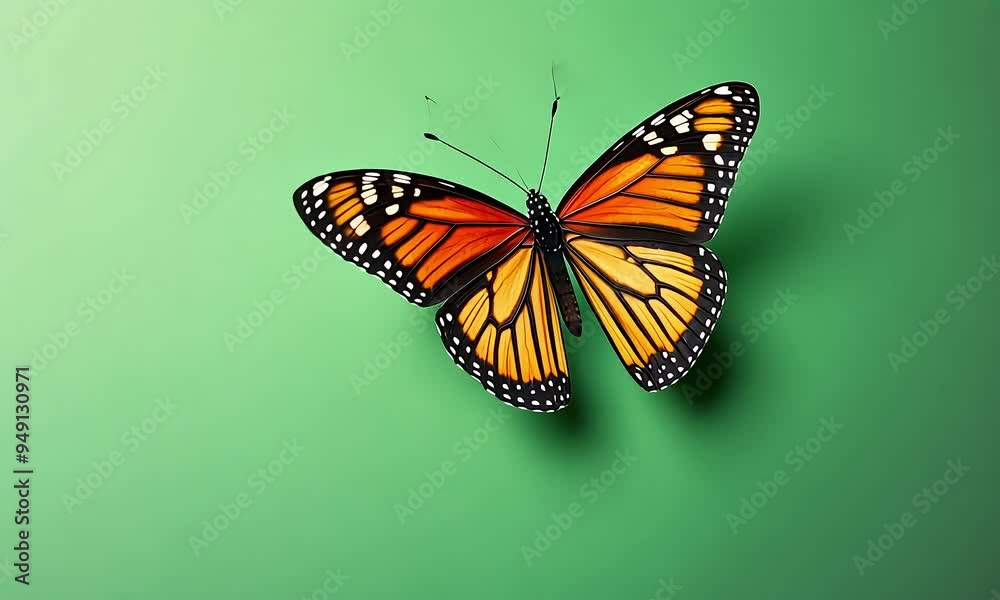 Vibrant monarch butterfly on green background with ai generated.
Vibrant monarch butterfly on green background with ai generated.