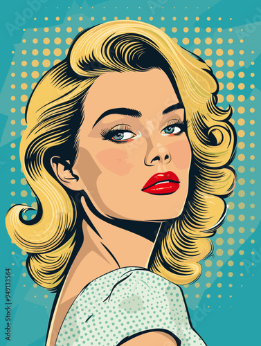 Pop art woman in pin up style. Vector illustration in retro style