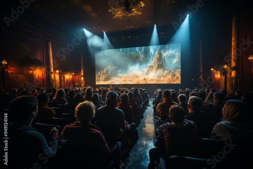 Wallpaper Mural A crowded theater with people watching a play. Concept of shared experiences and art. Generative Ai. Torontodigital.ca