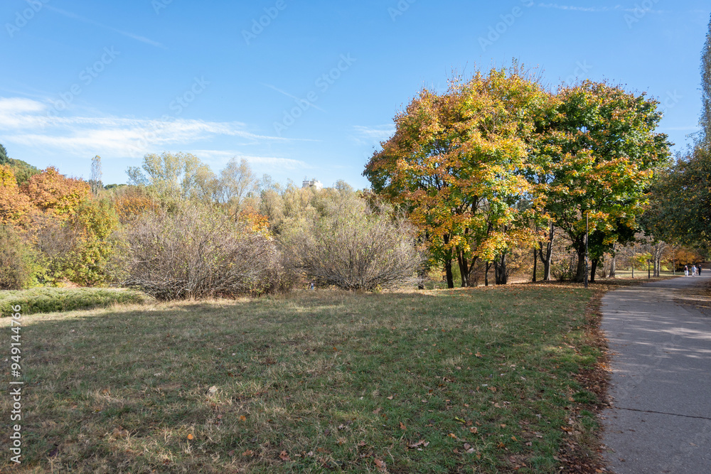 Naklejka premium Autumn view of South Park in city of Sofia, Bulgaria