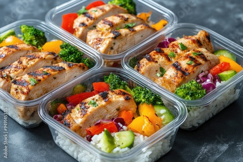 Close-up shot of healthy meal prep. Perfect for showcasing meal planning, fitness, or healthy eating.