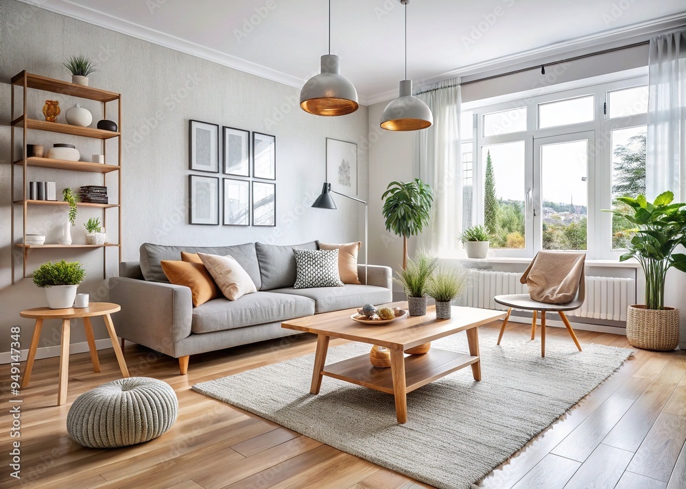 Fototapeta premium scandinavian clean minimalist natural light wood accents hygge cozy modern simplicity aesthetic