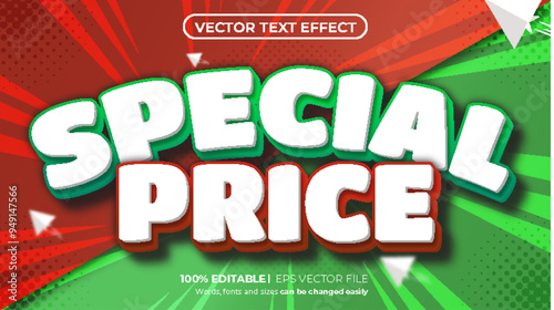 Editable cartoon text effect special price font style