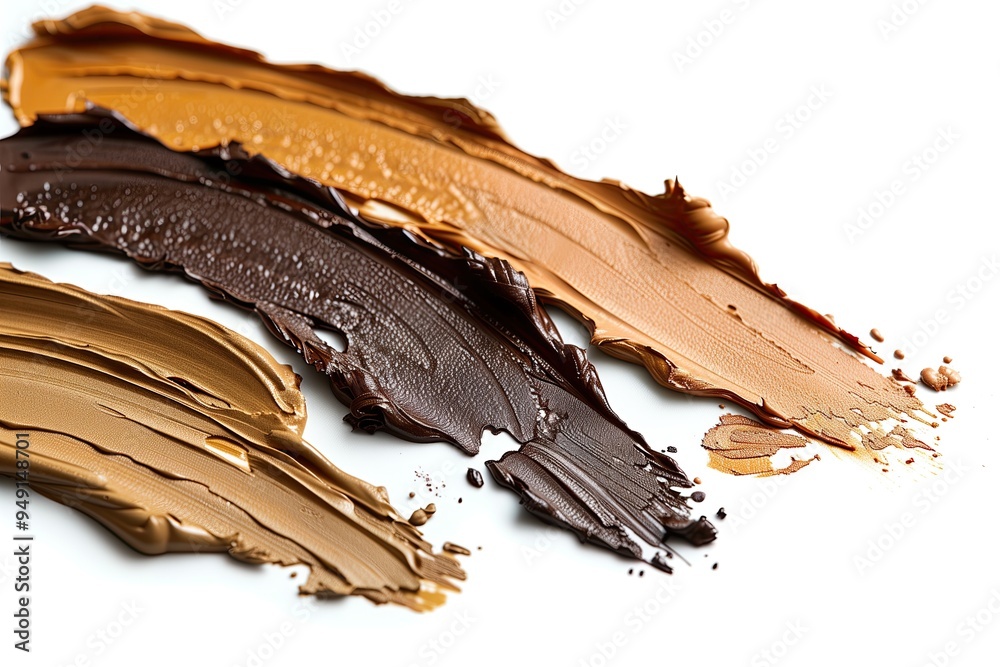 Cosmetics Color Sample Set, Natural Skin Makeup Pigments Collection, Closeup of Isolated Neutral Foundation Brush Strokes, Beauty and Fashion Business Marketing Concept on White Background for Editing