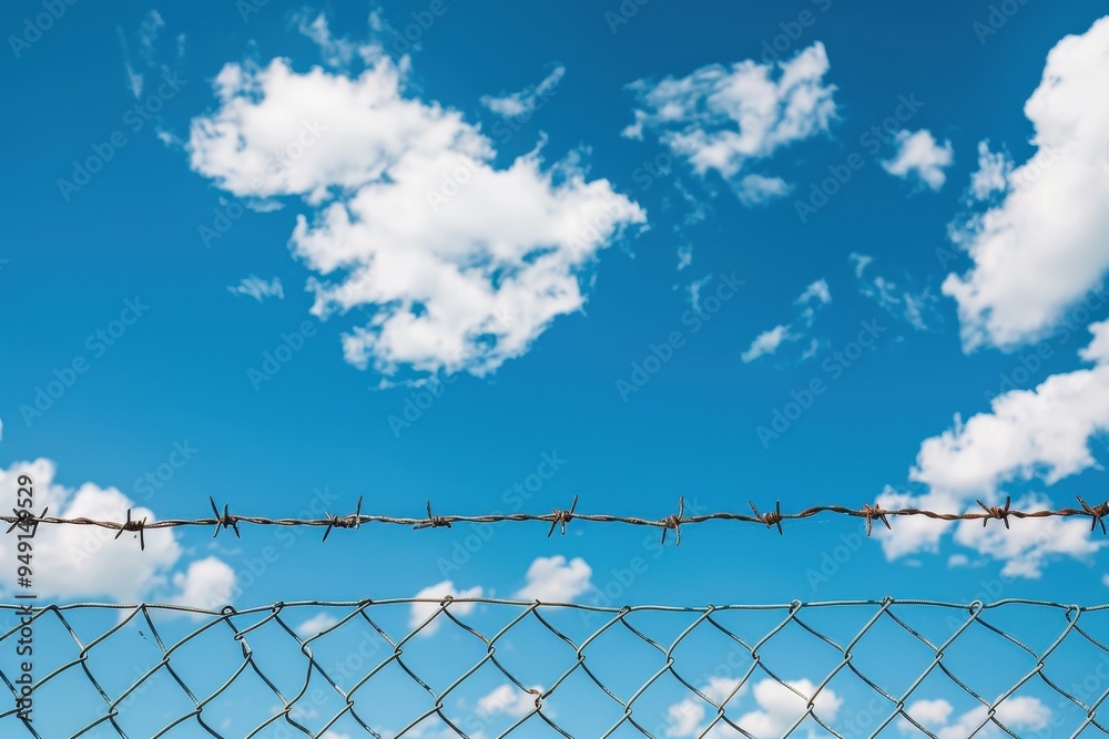 Barbed wire fence under the sky Barbed wire fence under the sky