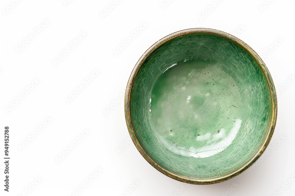 Green pottery on white surface Green pottery on white surface