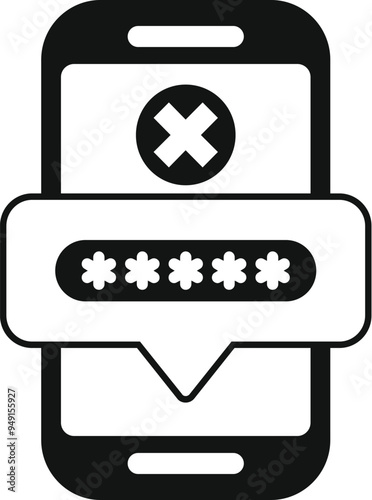 Simple vector icon representing the concept of incorrect password input