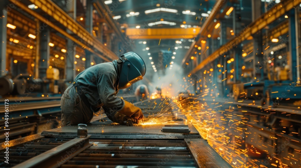 Protective Gear Clad Welders at Metallurgical Plant Protective Gear Clad Welders at Metallurgical Plant