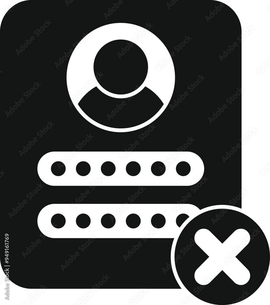 Simple vector icon of a login attempt being denied with a red x Simple vector icon of a login attempt being denied with a red x