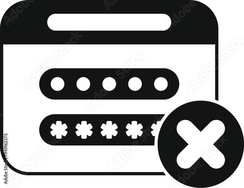 Simple vector icon representing the concept of failed login attempt