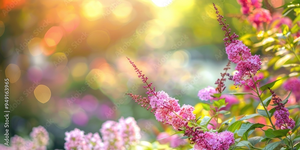 Spirea bush in full bloom in a spring garden Ornamental flowering plants for landscaping Soft focus with space for text Spirea bush in full bloom in a spring garden Ornamental flowering plants for landscaping Soft focus with space for text